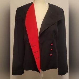 Vintage 80s Sherbet Black and Red Suit Jacket Size 10